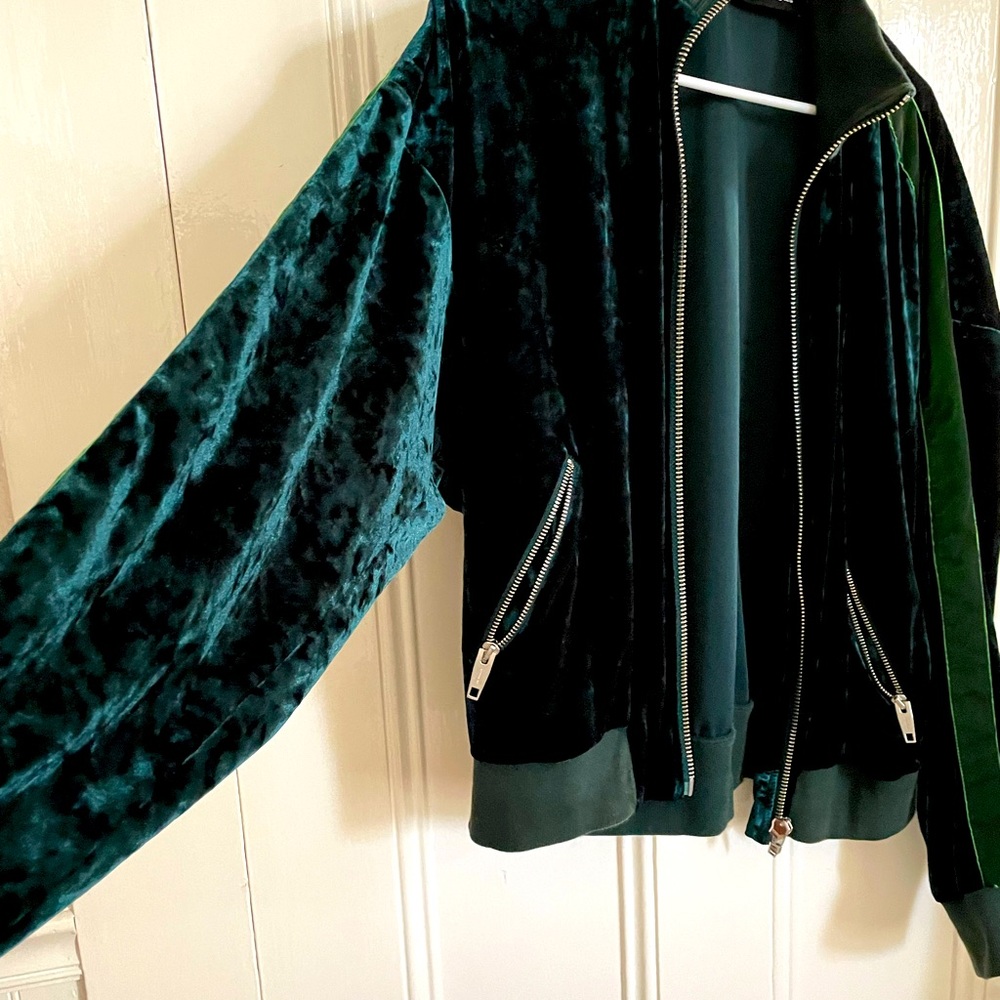Kooples green velvet “track” jacket